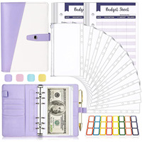12PCS Enveloppes à reliure spirale en cuir PU A6 personnalisées Feuilles budgétaires Catégorie Autocollants A5 Bureau d'affaires 6 anneaux couverture rigide 6 anneaux