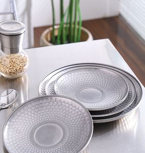 Assiettes en acier inoxydable martelé écologiques, plats de service dorés et argentés, barbecue, steak, <span class=keywords><strong>sushi</strong></span>, restaurant, cuisine, hôtels - Product Image 2