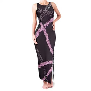 Robe longue d'été sans manches à col rond et double couture, motif philippin, personnalisable, pour petites commandes fabricant - Product Image 4