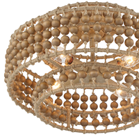 Lustre rustique en perles de bois style ferme avec corde en macramé et chaîne marron, luminaire de plafond pour salle à manger et boutique