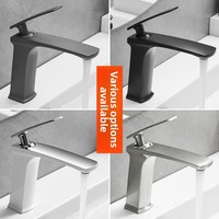 Robinet de lavabo monotrou en cuivre pur avec cartouche céramique, design moderne et minimaliste, pour eau chaude et froide, à poser sur le comptoir, pour salle de bain