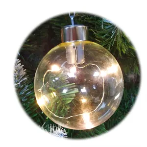 도매 럭셔리 사용자 정의 Bauble 8CM 투명 장식품 투명 대형 LED 크리스마스 공