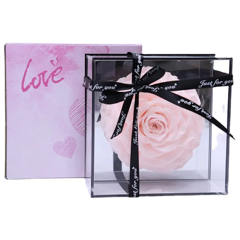 Immortal flower mirror heart gift box crushed ice blue rose 214 Tanabata Valentine's Day Christmas Mother's Day