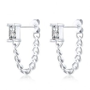 Dylam Minimalist Design New Design 925 Sterling <b>Silver</b> Rhodium 18K Gold Plated 5A Zirconia Link Chain Dangle <b>Stud</b> <b>Earrings</b> - Product Image 1