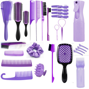 Ensemble de 27 brosses à <span class=keywords><strong>cheveux</strong></span> professionnelles, kit de peignes de coiffure avec vaporisateur continu, brosse de massage du cuir chevelu pour le salon - Product Image 2