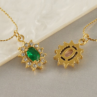 Collier en acier inoxydable à maillons ovales de style français, pendentif en zircon coloré, colliers de mode, bijoux vintage pour femmes, vente en gros