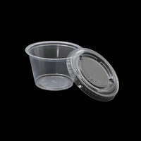 Gobelets jetables en PP de qualité alimentaire avec logo personnalisé, étanches, pour boissons froides et sauces, avec couvercles articulés, 1/2/4 oz, 360 ml, pour portions, condiments, sauces et salades