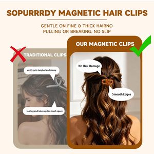 Pinces à cheveux et barrettes magnétiques à forte adhérence, emballage plastique personnalisé, 2-en-1, antidérapantes, pour femmes et filles - Product Image 4