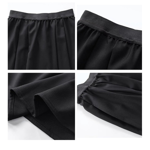 Puffed Hem <b>Elasticated</b> Waist women's casual <b>skirts</b> A-Line Elegant Solid Black pleated <b>skirt</b> Straight Daily commute summer <b>skirt</b> - Product Image 2