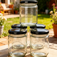 Frasco de Vidrio para Envasado de Alimentos con Tapa de Plástico para Miel, Conservas, Mermelada, Salsas y Verduras en Conserva