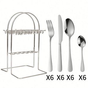 Stainless Steel 18/0 Food Grade 24-Piece Flatware Set Minimalist Design Back to School Gift Box Included - Product Image 5