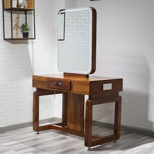 Station de salon de coiffure au design moderne Meubles en bois Table de comptoir de barbier Caractéristiques de rangement éclairées pour salon de beauté - Product Image 4