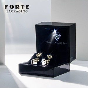 FORTE Factory Direct Supply Lacquer White Jewelry <b>Boxes</b> Custom Logo Black Engagement Ring Box <b>LED</b> <b>Light</b> Packaging - Product Image 4