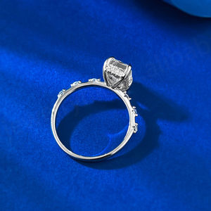 S925 plata moda diaria blanco 6*8mm laboratorio diamante hielo flor corte piedra rodio plateado punta ajuste fiesta de mujer regalo americano - Product Image 3