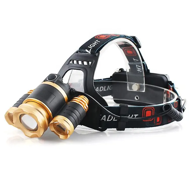 Waterproof Night Hunting Fishing Camping Rechargeable Head Lamp Tactical Head Torch Lights Zoomable 3 LED Headlamp