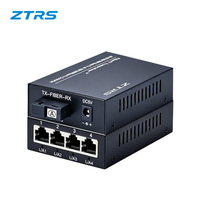 Convertidor de Medios de Fibra Gigabit ZTRS, 4 Puertos 10/100/1000M RJ45 1000BASE-LX SC, Convertidor Ethernet Óptico No Administrado para Cámara IP