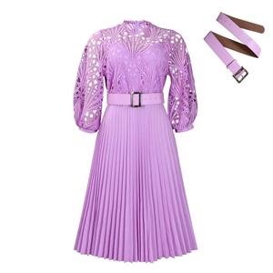 Robe plissée en dentelle crochet pour <span class=keywords><strong>femme</strong></span>, grande taille, manches longues, idéale pour l'église ou les soirées – Collection Automne (Vente en gros) - Product Image 5
