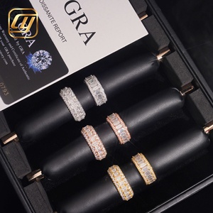 S925 <b>Silver</b> VVS Moissanite <b>Eternity</b> <b>Ring</b> Full Paved Iced Out Stackable Wedding Band With GRA Certificate Jewelry - Product Image 3