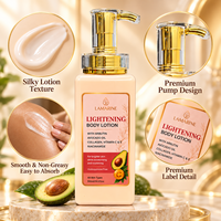 Lotion Pemutih Kulit Vitamin C Label Pribadi Custom MOQ Rendah, Pelembab Tubuh AHA Jeruk untuk Wanita