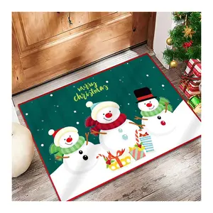 Alfombra de colección de temporada navideña de lana sintética, alfombra para puerta, baño, balcón, decoración de interiores, alfombra, árbol de Navidad de Papá Noel