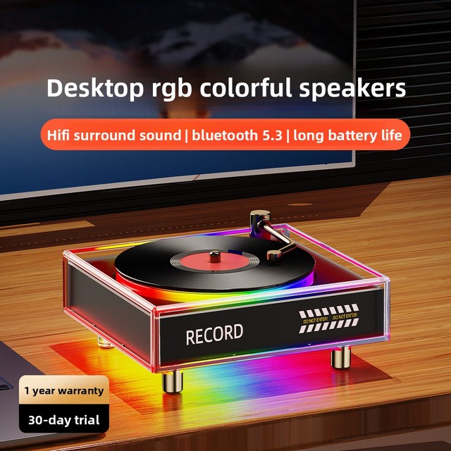 New Record Player for Speaker with RGB LED Lights Small Home Phonograph Audio
