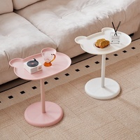 Table basse mobile en plastique haute résistance au design moderne et simple en forme d'ours mignon pour salon, chambre et bureau à domicile