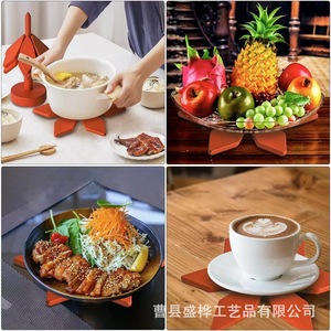 Posavasos de madera con forma de árbol, diseño floral, tapete aislante del calor para uso en mesas de café, té y fiestas. - Product Image 4