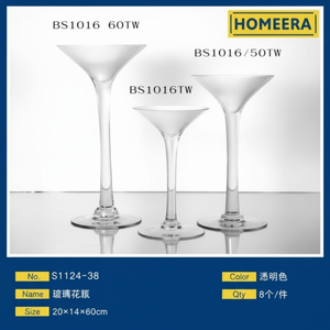 Elegante 20x16x60cm vaso di vetro di cristallo Design Vintage decorazione per la casa evento vasi di fiori Mini grandi dimensioni funzione idroponica per la festa - Product Image 1