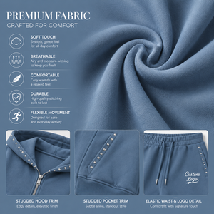 Felpa con Cappuccio e Zip in Tessuto French Terry per Donna, Oversize, Casual, Traspirante, con Stampa Grafica a Cuore, Pullover da Donna - Product Image 3