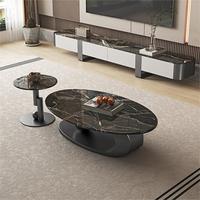 Table basse moderne nordique ovale YuanChang table basse dorée en marbre blanc unique pour le salon