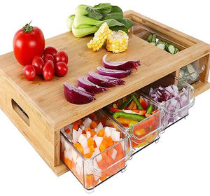 <span class=keywords><strong>Planche</strong></span> à fromage en bois multi-usages écologique <span class=keywords><strong>Planche</strong></span> à découper en bambou avec 4 récipients pour la cuisine Blocs à découper - Product Image 1