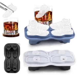 Oyun günü, viski, kokteyl için basketbol ayakkabıları şekil silikon buz kalıbı yuvarlak küre buz topu kalıpları