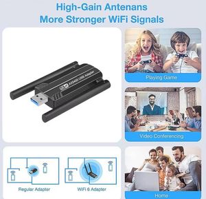 Carte réseau Wifi6E haute vitesse <span class=keywords><strong>5400</strong></span> Mbps Tri-bandes 2.4G 5G 6G Adaptateur Wifi USB pour PC Ordinateur portable Décodeur Récepteur Wifi Dongle - Product Image 5