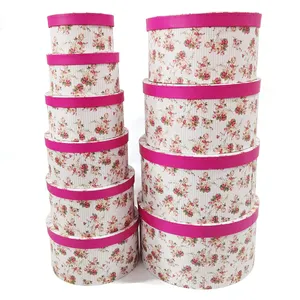 廉价定制防水玫瑰花束礼品包装粉色纸管盒盖豪华圆形花盒