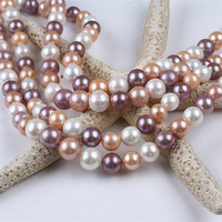 Fil de perles d'eau douce rondes AAA violet Edison naturel 9-11mm/11-14mm pour la fabrication de bijoux