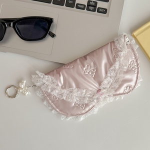 Heart-Shaped Glasses Bag with Lace Trim - Button-Closure Sunglasses <strong>Holder</strong> for Home &amp; Outings, Stylish Eyewear Storage Bag - Product Image 5