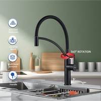 Keran Dapur Modern Matte Black Zinc Alloy dengan Rotasi 360 Derajat, Tuas Tunggal, Inti Katup Keramik, Terpasang di Dek, dan Semprotan Tarik