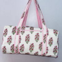 Sac fourre-tout matelassé personnalisé en coton imprimé floral écologique grande capacité fait main pour femme, sac à bandoulière d'été