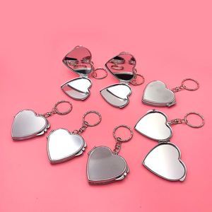 Small Portable Mini <b>Makeup</b> Mirror Metal Heart-Shaped Keychain DIY Accessory - Product Image 5