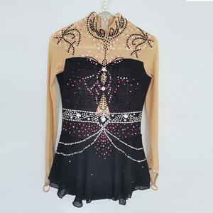 Vestido de patinaje sobre hielo <span class=keywords><strong>para</strong></span> <span class=keywords><strong>niñas</strong></span>, leotardo Gimnástico de manga larga, ropa de actuación - Product Image 3