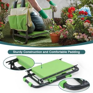 Siège de chaise à genoux de jardin pliable équipé de 2 grands sacs coussinets en mousse EVA épais sac à outils à cadre en métal robuste - Product Image 2