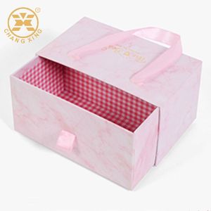 Caja de cartón bonita personalizable con asa de cinta rosa, embalaje de esponja de regalo de lujo, caja de collar de perlas - Product Image 4
