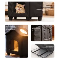 Coussin de lit pour chat pliable en tissu Oxford multicouche épais, imperméable et coupe-vent, abri pour chien, lit pour chat d'hiver