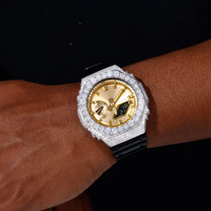 Accessori per Orologi GA2100 Iced Out Buss Down, Quadrante e Cassa Placcati Oro, Stile Hip Hop, con Diamanti Moissanite VVS <span class=keywords><strong>D</strong></span>, Lunetta e Fibbia per Uomo - Product Image 1
