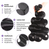 Extensions de cheveux naturels ondulés, un seul paquet, 100 % vierges non traités, double trame, pour tissage