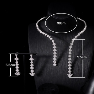 250417 Juego de Collar y Pendientes de Circonita Cúbica de Dubái para Mujer, Chapado en Rodio, Hecho a Mano para Fiestas, Bodas y Compromisos - Product Image 6