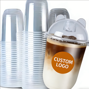 Gobelets à café jetables transparents en plastique de 24 oz avec couvercles et pailles pour café froid - Product Image 1