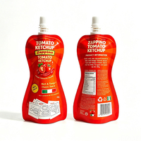 Sachet Doypack en plastique imprimé sur mesure avec bec verseur, qualité alimentaire, pour sauce ketchup et pâte de tomate