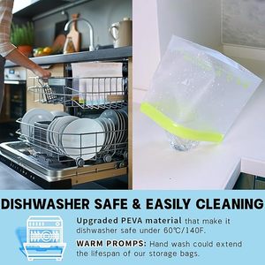 Sacs de conservation alimentaire réutilisables en PEVA, compatibles lave-vaisselle et étanches, sacs de congélation sans BPA pour la cuisine, les voyages et le maquillage - Product Image 6