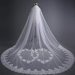 S4943F Custom High Quality Hand-Sewn Hair Comb Double-Sided Wedding Veil with Fresh Small Leaves Embroidered Bridal Hair <b>Clip</b> - Product Image 1